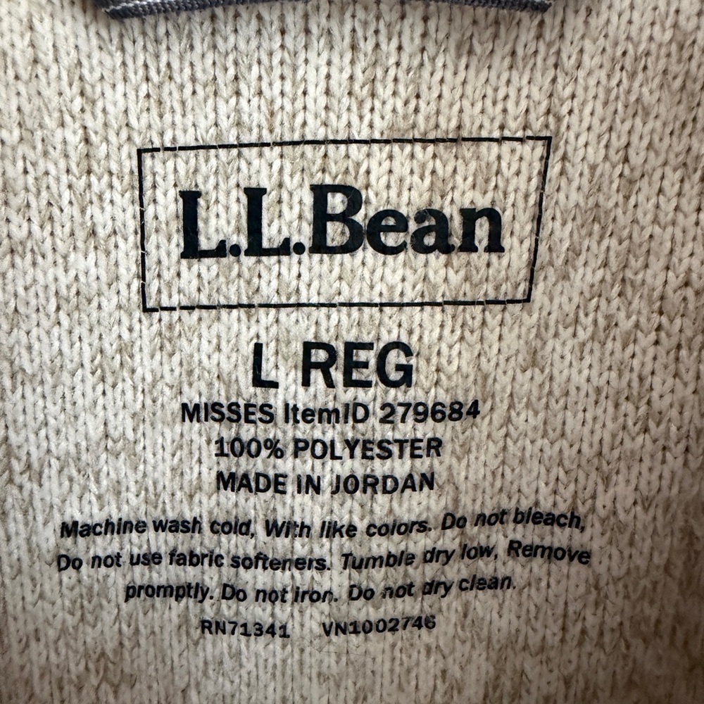 L.L. Bean Cream Knit-Texture Fleece Jacket - Picture 3 of 4